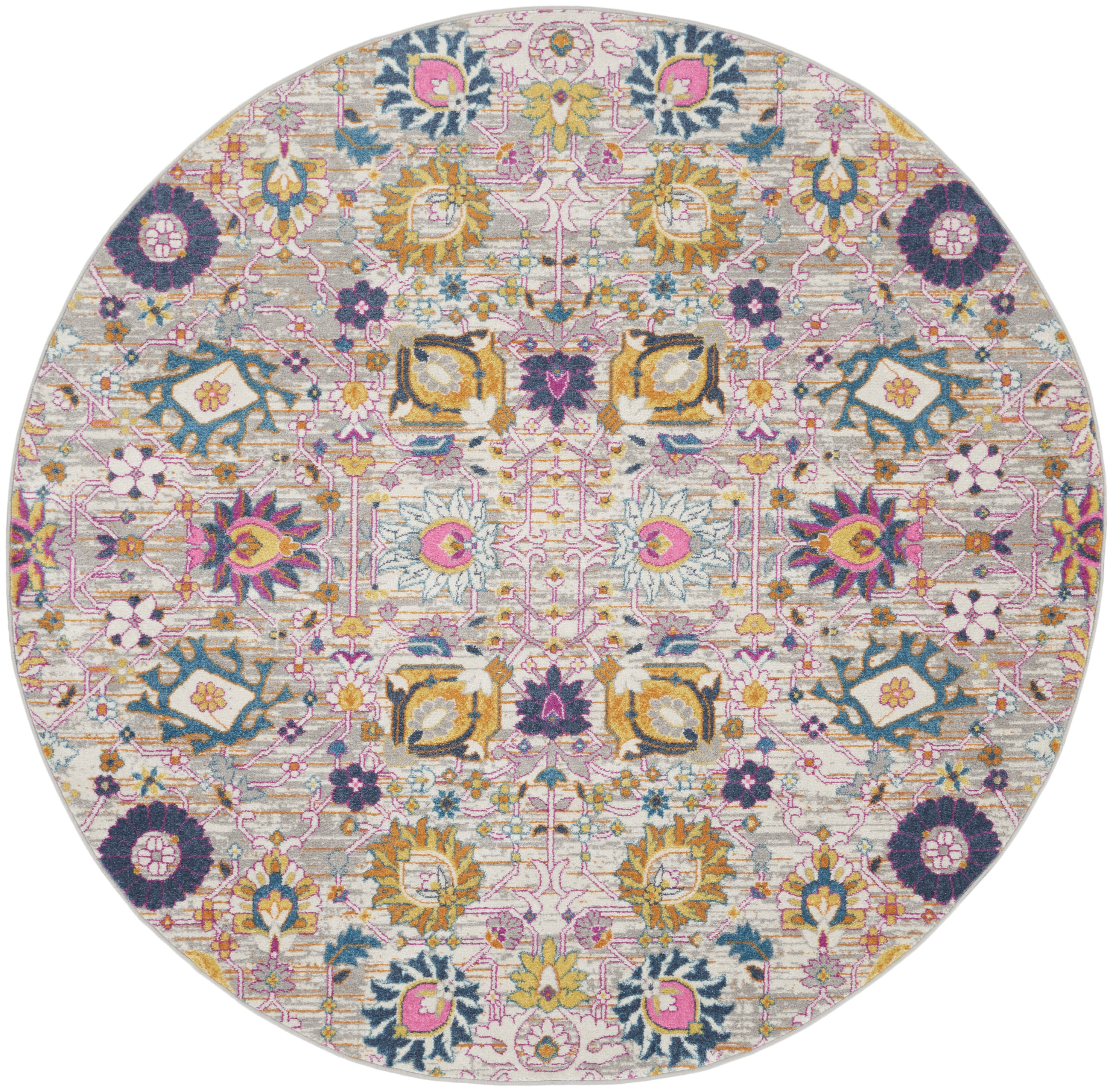 Nourison Passion 8' x Round Silver Bohemian Indoor Rug