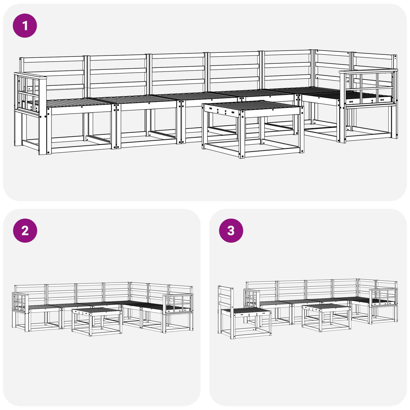 Buiten bankenset 7 pcs Wit Massief Acaciahout image 6