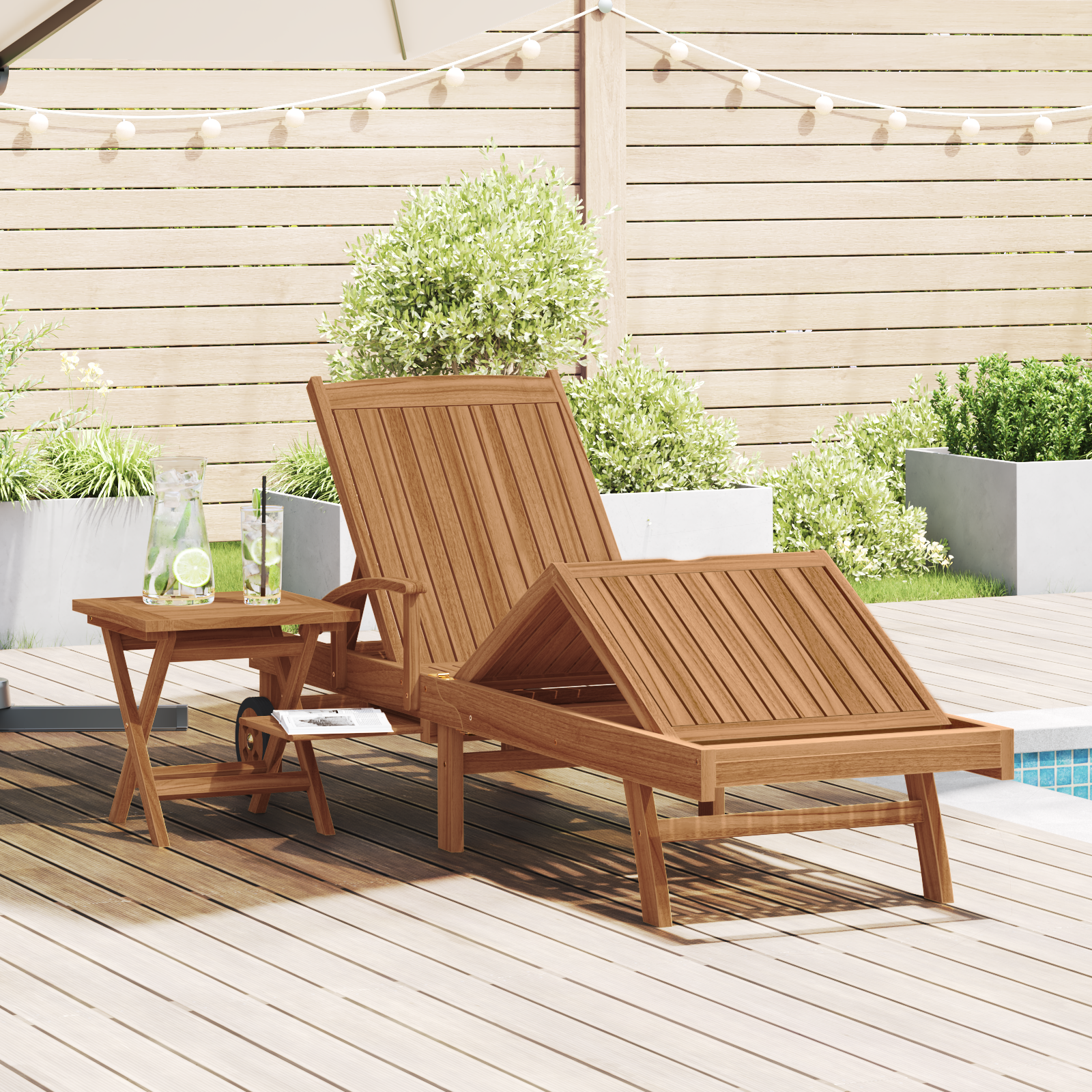 vidaXL Sonnenliege 2 pcs Massives Teakholz Braun – Bild 3