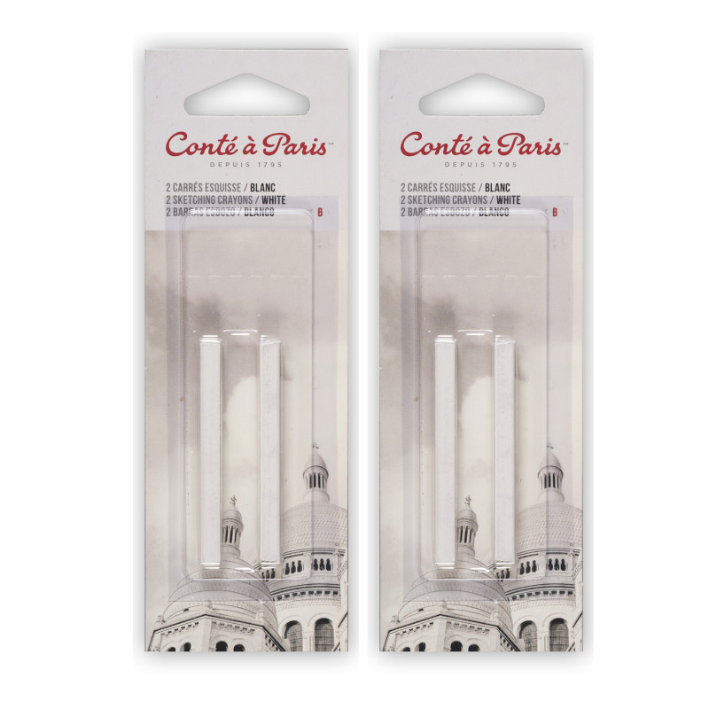 Carrés Esquisse Sketching Pastel Crayons, White B, 2 Per Pack, 2 Packs