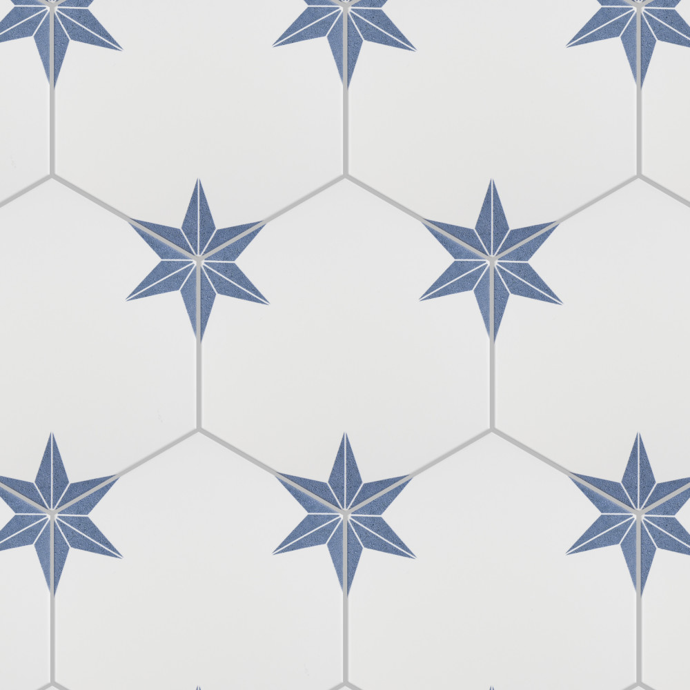 Stella Hex Azul 8.63x9.88 Hexagon Porcelain Floor and Wall Digital Pattern