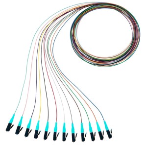 NetKey®, Fiber Patch Cord, Multimode- OM3, LC Simplex to Pigtail, 1-Fiber, 1 m, Aqua