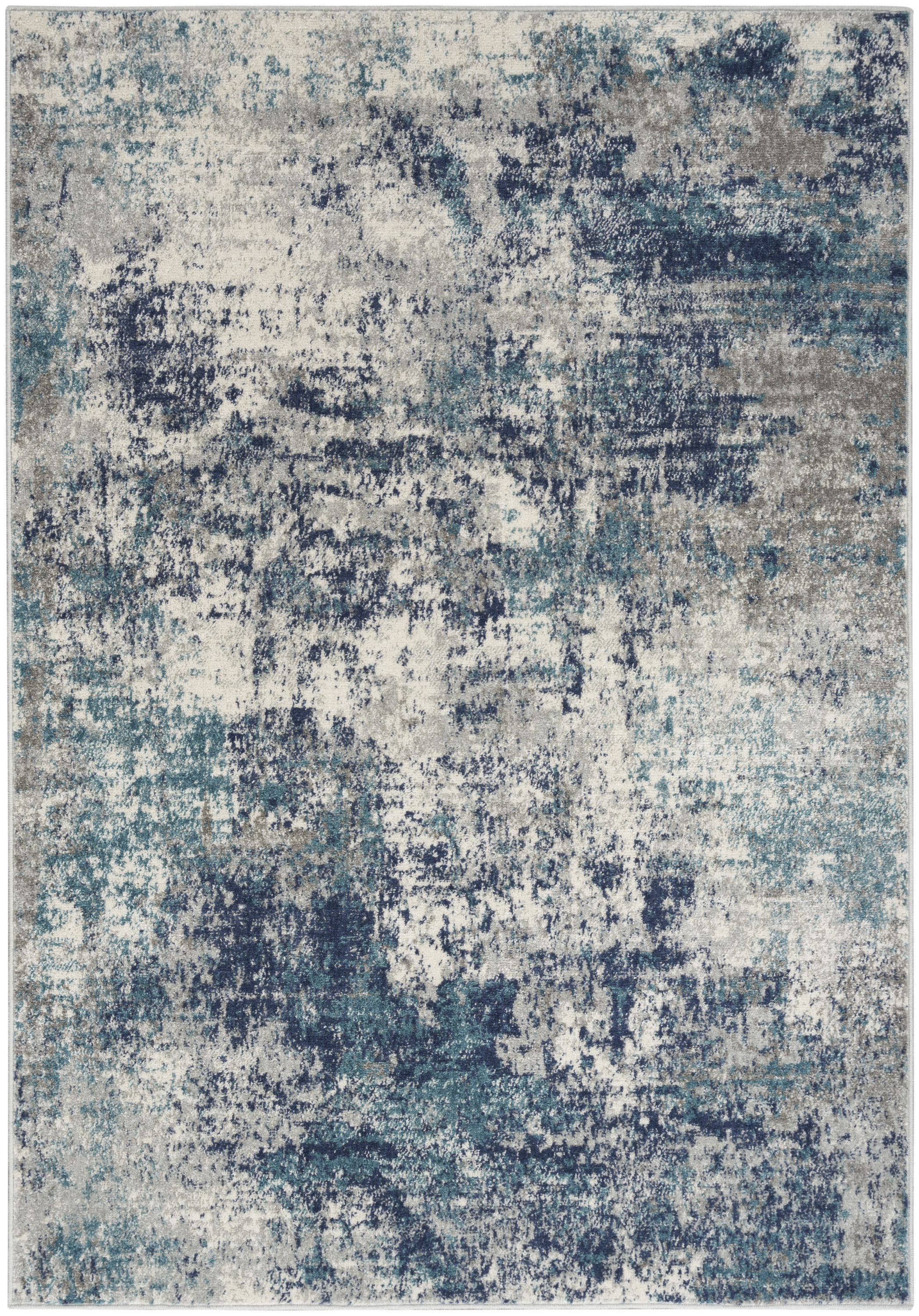 Nourison Passion 5'3" x 7'3" Ivory Teal Modern Indoor Rug