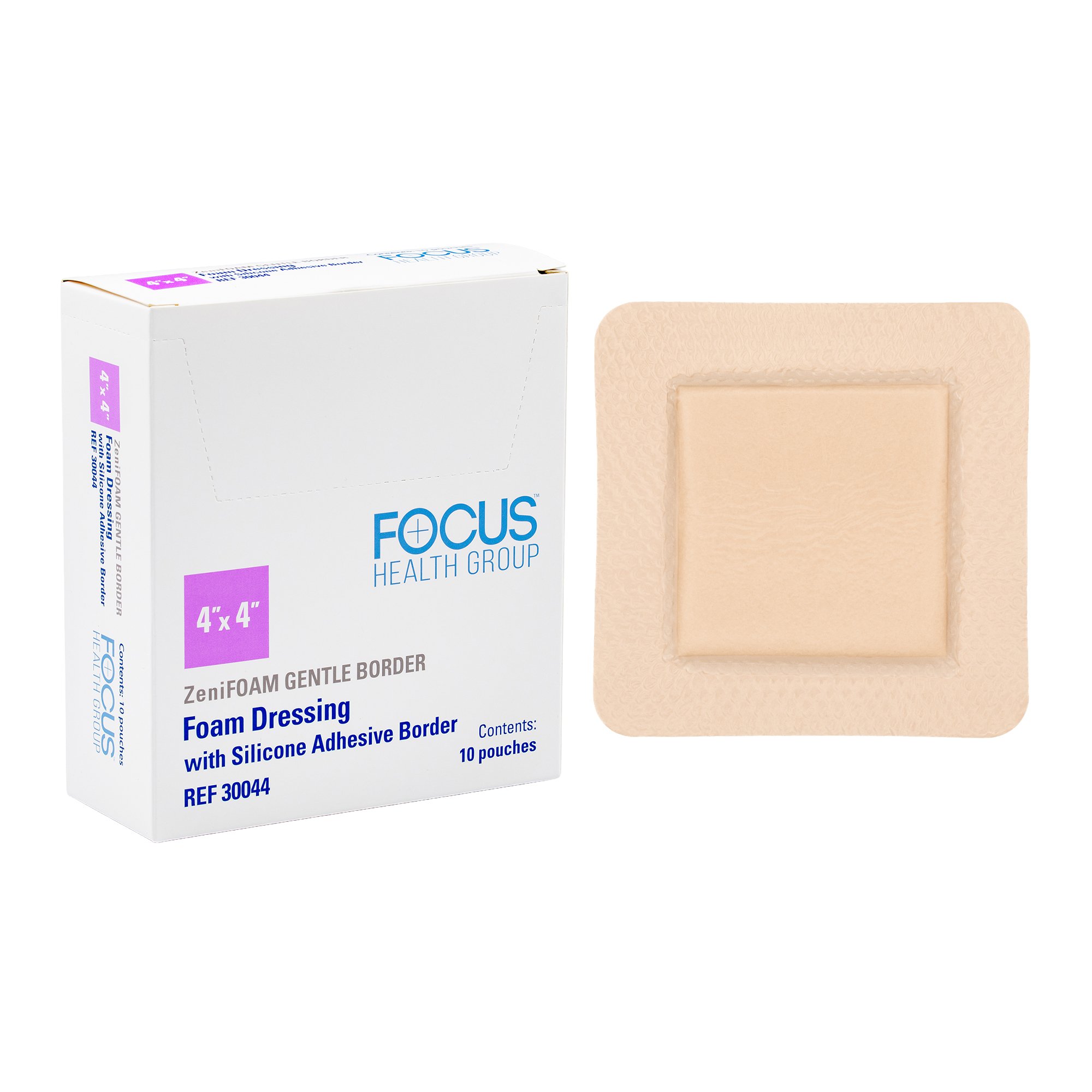Focus Health Group DRESSING, GENTLE BORDER ZENIFOAM 4"X4" (10/BX)