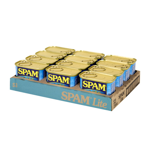 SPAM(r)  Lite, 12/12oz. . C1RM - Front Right Open Case (Hi Res)