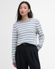 Lois Striped Crew Neck Jumper Cloud/Light Grey Marl Stripe