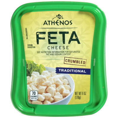 athenos feta cheese traditional crumbled tub oz crumbles