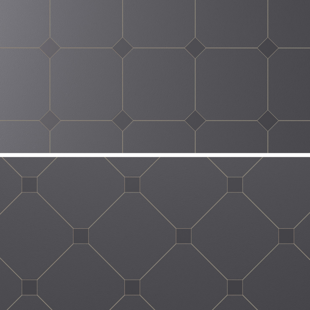 Vaudeville Octagon Antracita with Taco Antracita 7-7/8 in. x 7-7/8 in. Porcelain Floor and Wall Tile