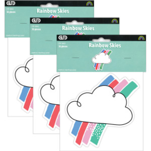 Rainbow Skies 6" Designer Cut-Outs, 36 Per Pack, 3 Packs