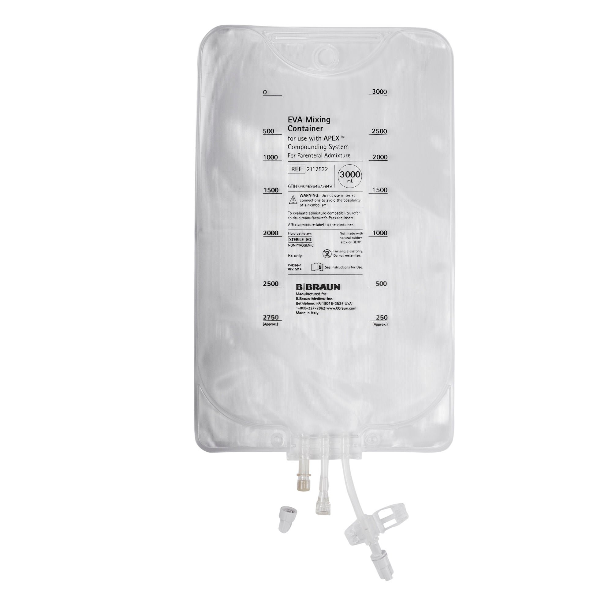 B. Braun BAG, CHAMBER APEX SINGLE 3000ML (25/CS)