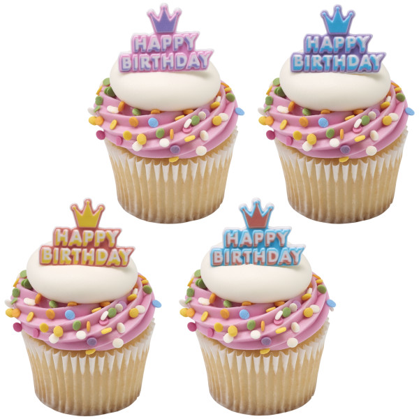 Happy Birthday Crown Cupcake Rings