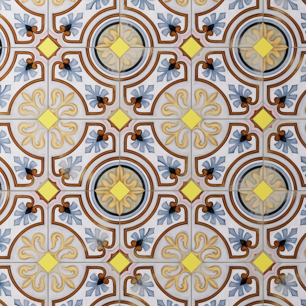 Vaudeville Octagon Deco Diglas with Taco Lima 7-7/8 in. x 7-7/8 in. Porcelain Floor and Wall Tile