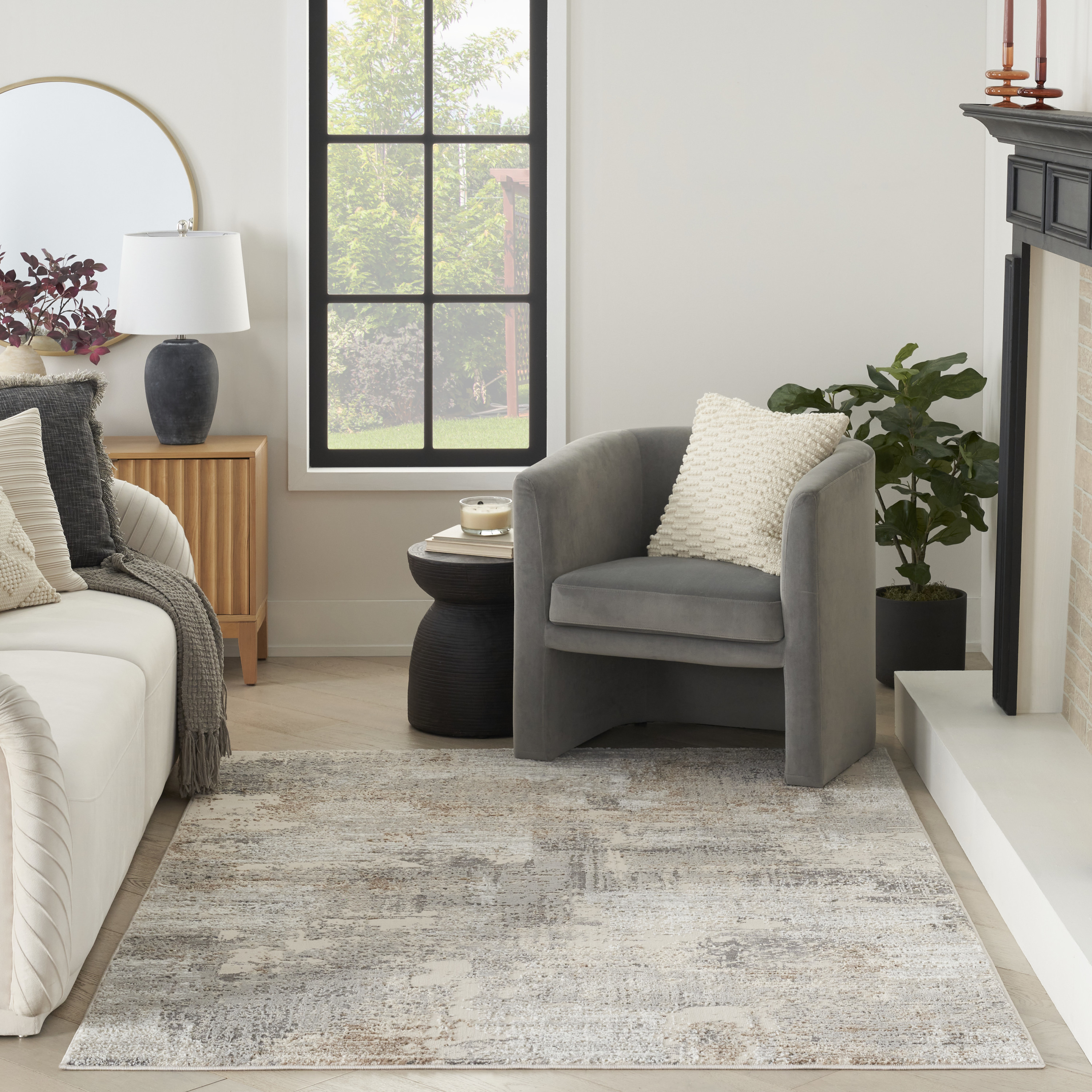 Nourison Sustainable Trends 5'3" x 7'3" Beige Grey Modern Indoor Rug