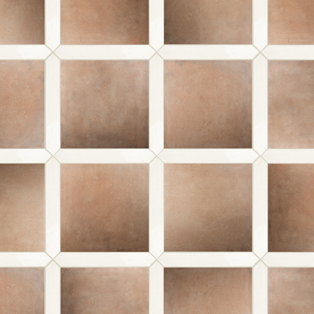 Argile Treillis Ferrara with Bianco Arrow 20-1/2 in. x 20-1/2 in. Porcelain Floor and Wall Tile