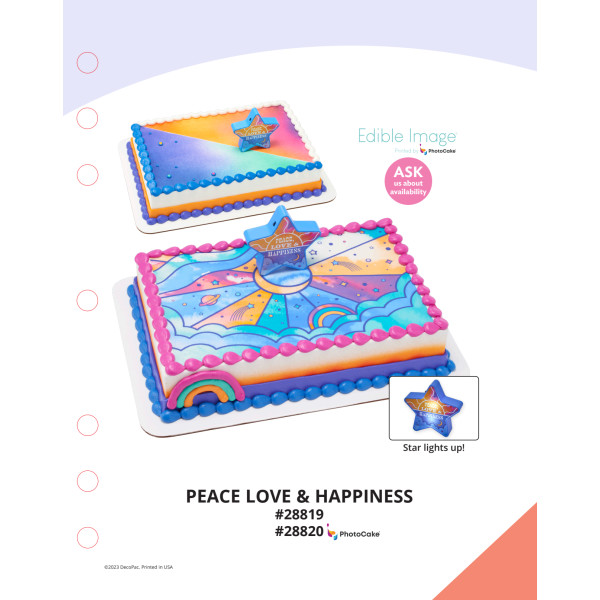 Peace Love & Happiness The Magic of Cakes® PhotoCake® Enhanced Background and Icing Page