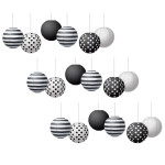 Teacher Created Resources&reg; Black & White 8" Hanging Paper Lanterns, 6 Per Pack, 3 Packs TCR77488-3