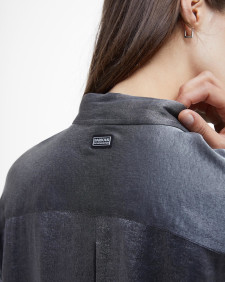 Della Satin Long-Sleeved Shirt Chrome