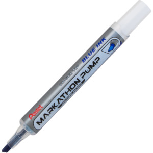 Markathon Pump Dry Erase Marker, Chisel Tip, Blue Ink, 1 Dozen