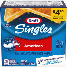 Kraft Singles American Cheese Slices, 24 ct Pack