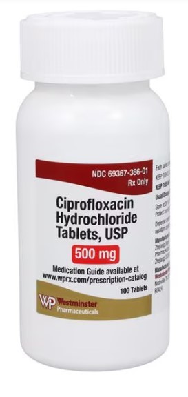 Ciprofloxacin 500mg, 100/Bottle