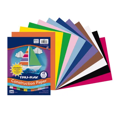Tru-Ray  Construction Paper Smart-Stack, 11 Classic Colors,  9" x 12", 240 Sheets