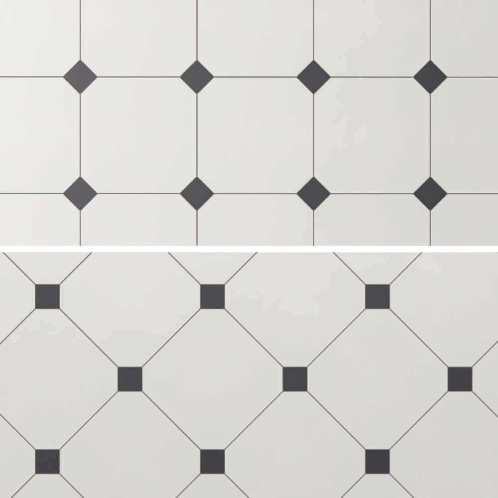 Vaudeville Octagon Nacar with Taco Antracita 7-7/8 in. x 7-7/8 in. Porcelain Floor and Wall Tile