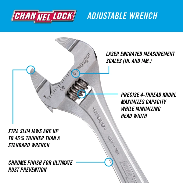 806SW 6-inch Extra Slim Jaw Adjustable Wrench