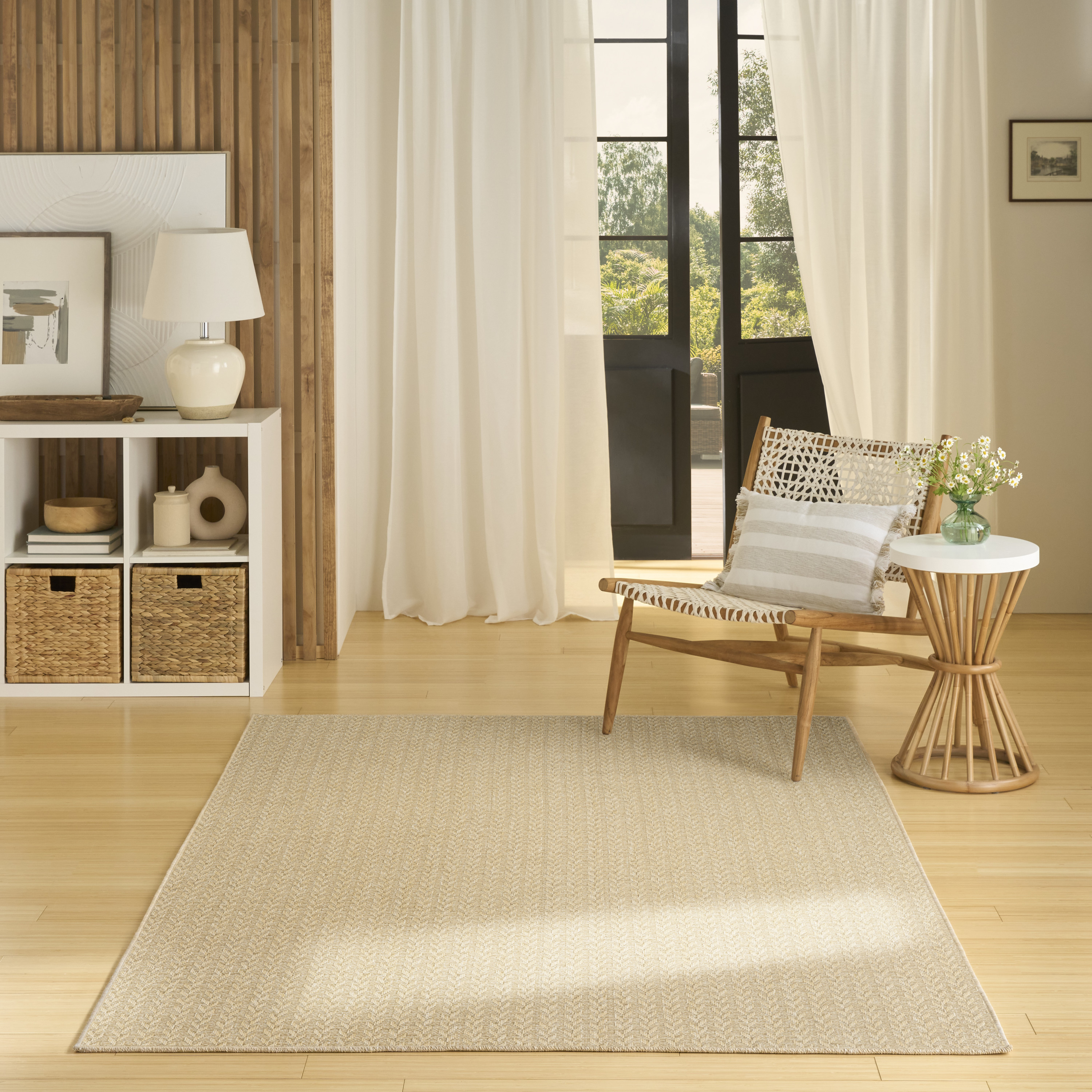 Nourison Tulum 6' x 9' Cream Outdoor Rug