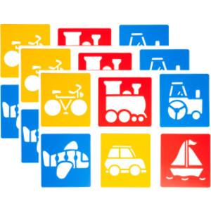 Transportation Stencils, Plastic, 6 Count, Pack of 3