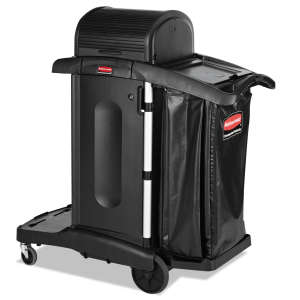 Rubbermaid Commercial, Executive Series, Executive Janitorial Cleaning Cart with Doors and Hood High Security, Black