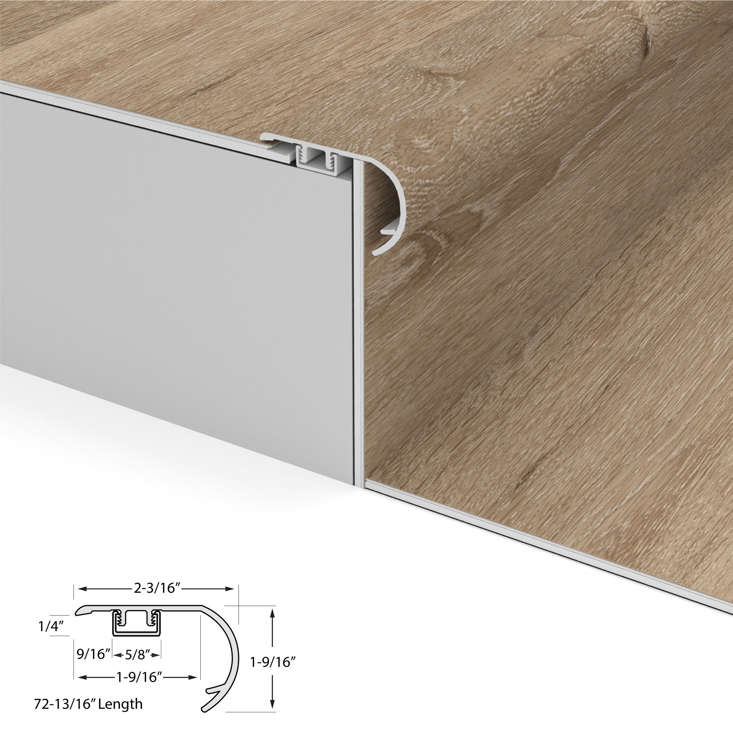 Aged Hickory Cali Vinyl Stair Nosing Overlap Windansea view 4