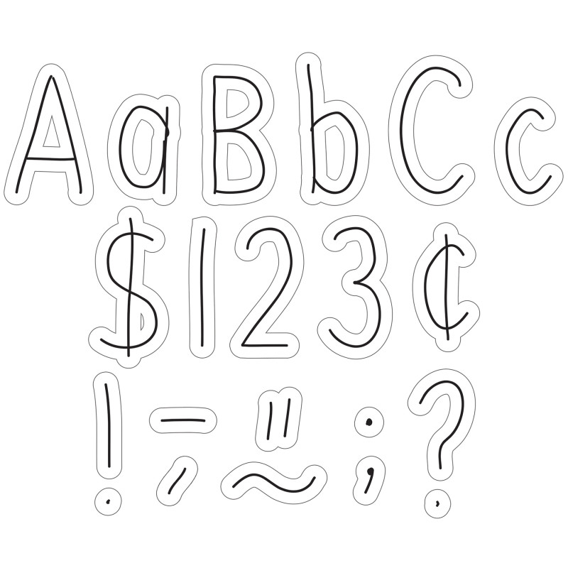 Black on White Hand Drawn 4" Letters Combo Pack, 262 Pieces