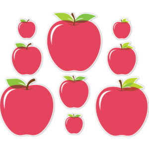 Apple Time Apples Designer Cut-Outs, 3 Sizes, Pack of 36
