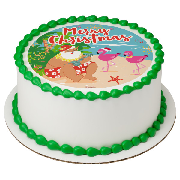 Santa on Summer Holiday PhotoCake® Edible Image®