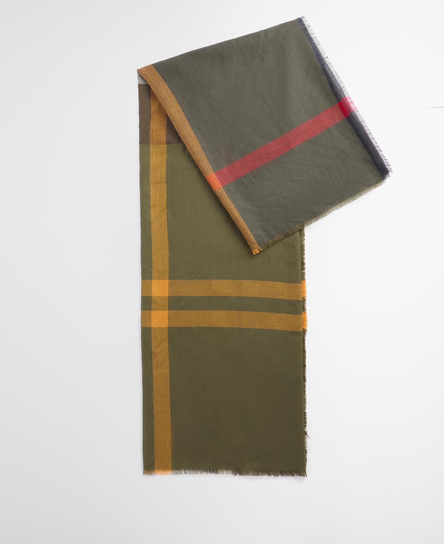 Sciarpa con motivo tartan in lana d’agnello Saffron image number 0