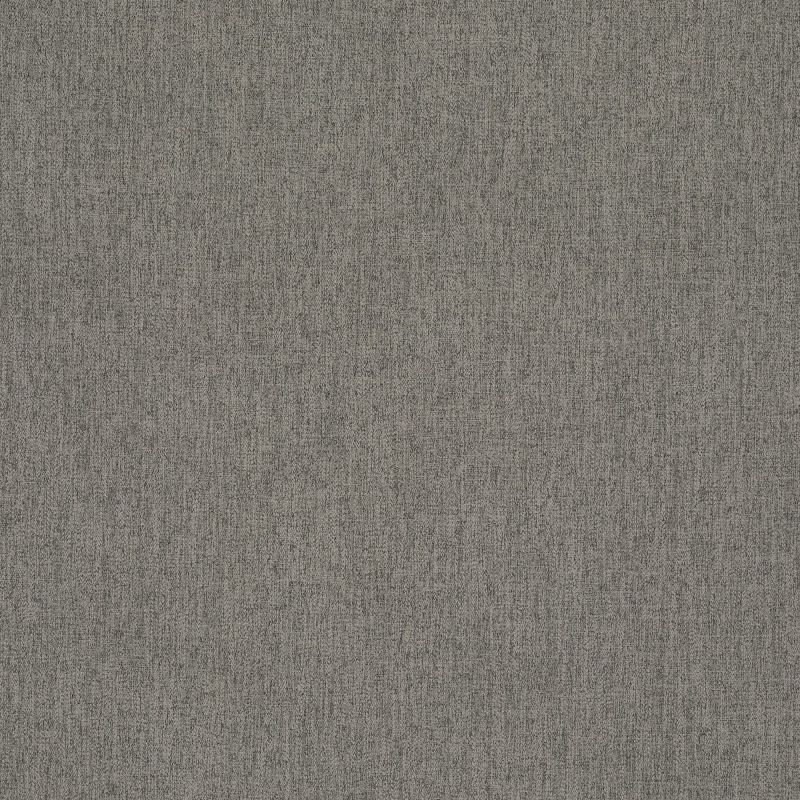 Grey woven fabric covers the entire frame, showing fine interlaced fibers and subtle vertical striations; close-up, evenly lit neutral texture suggesting upholstery or wallpaper.