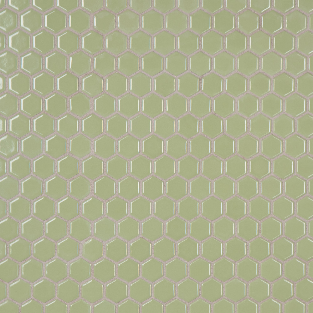 Metro 1″ Hex Glossy Olive 10-1/4 in. x 11-7/8 in. Porcelain Mosaic Tile