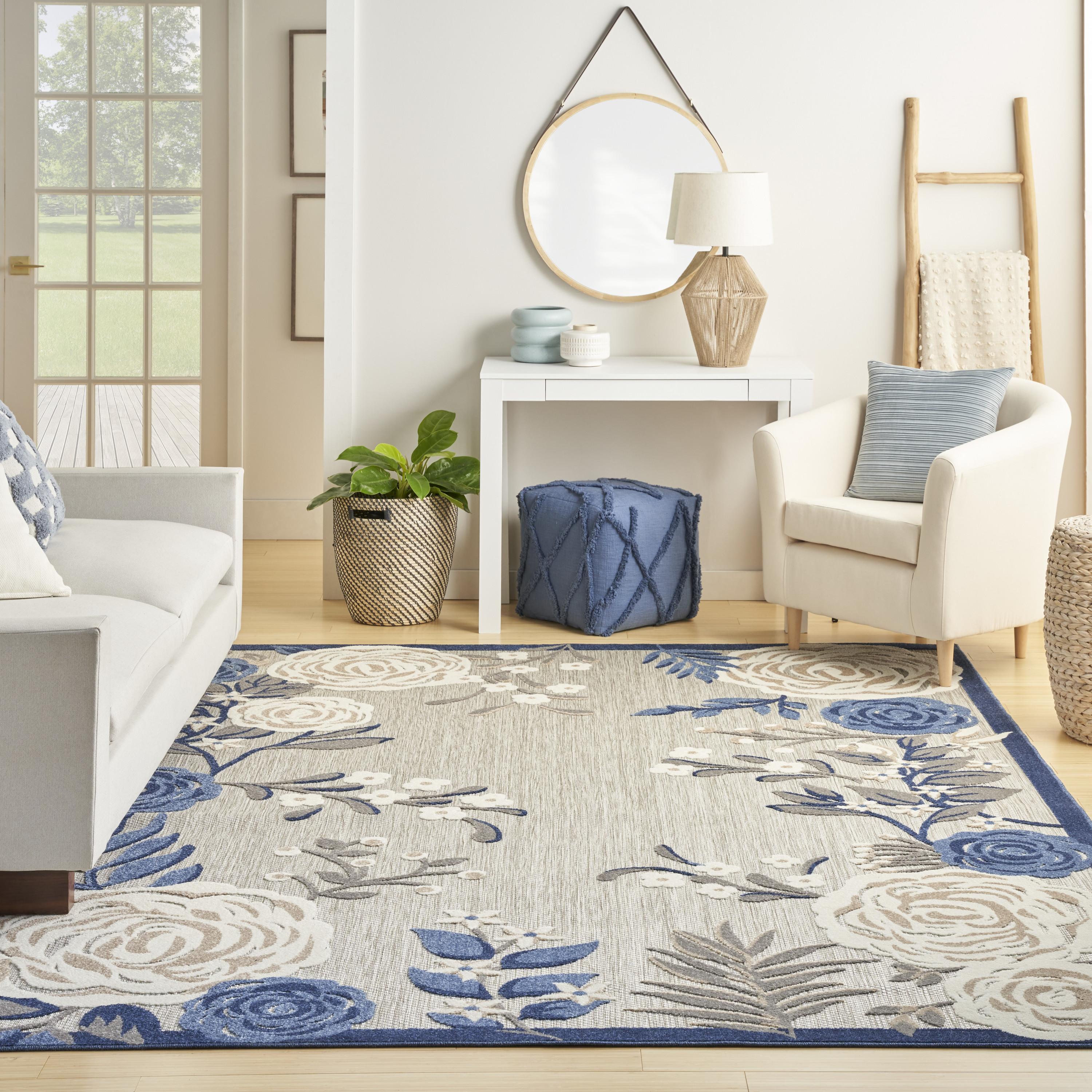 Nourison Aloha 7'10" x 10'6" Blue Grey Contemporary Rug