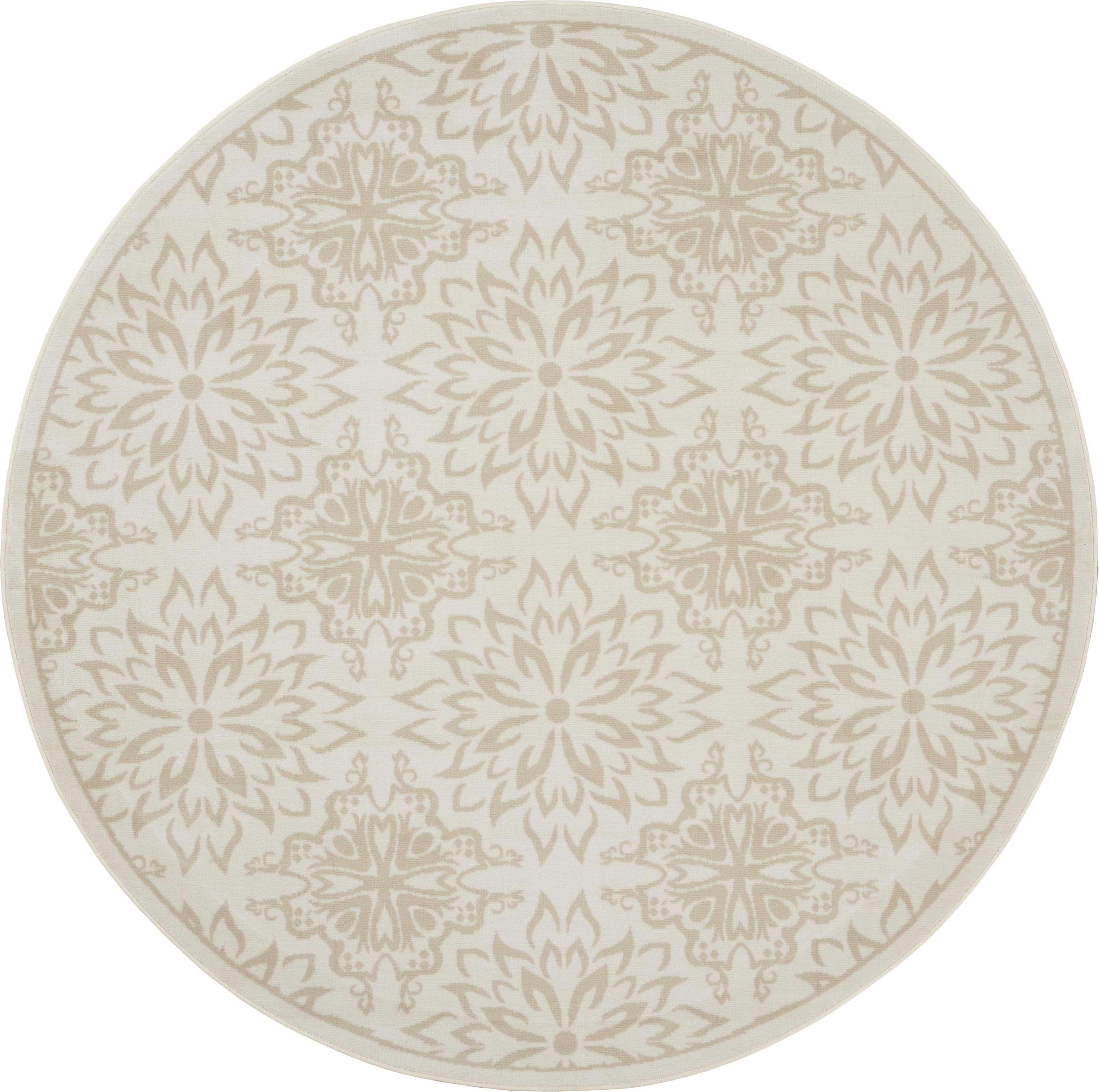 Nourison Jubilant 5'3" x Round Ivory Beige Farmhouse Indoor Rug