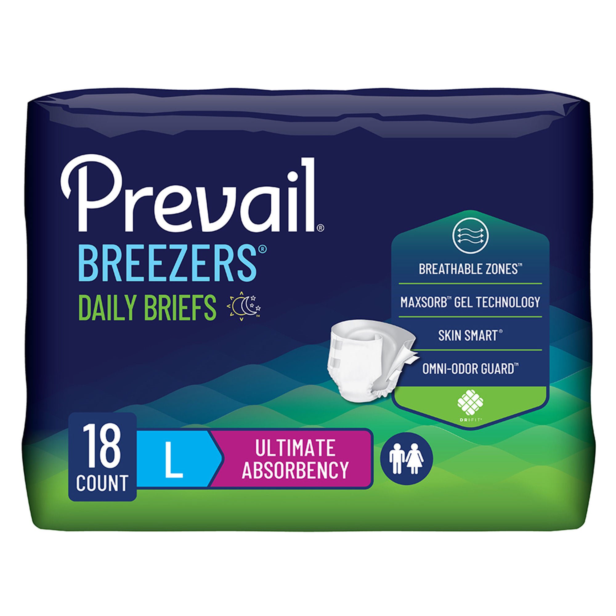 Prevail® Breezers® Ultimate Absorbency Incontinence Briefs, Large