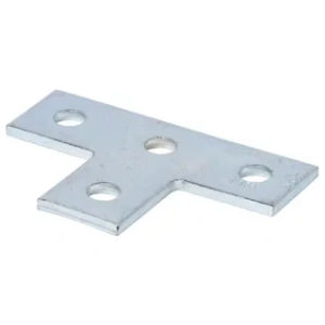 Zinc Plated Steel Tee Plate, 4 Hole