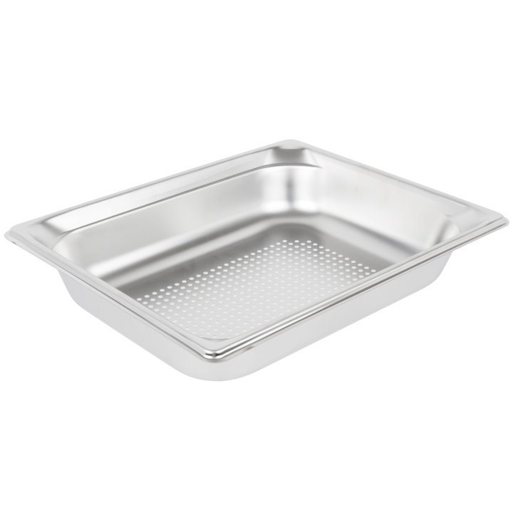 Half-size 2 ½-inch-deep Super Pan 3® stainless steel perforated steam table pan