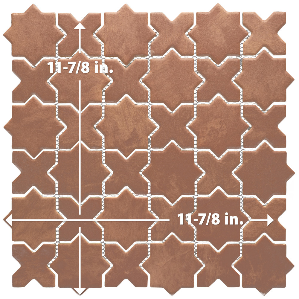 Sentier des cotto 2″ Star Cross 11-7/8 in. x 11-7/8 in. Porcelain Mosaic Tile