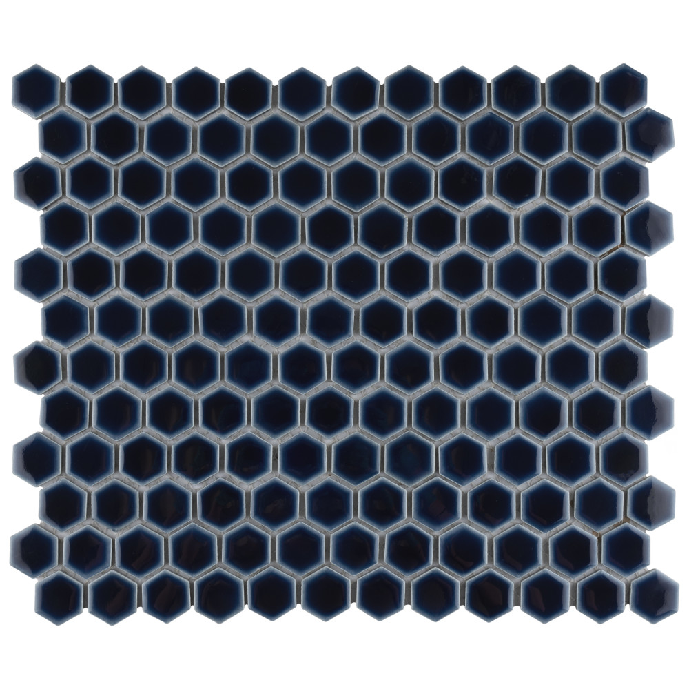 Hudson 1″ Hex Smoky Blue 11-7/8 in. x 13-1/4 in. Porcelain Mosaic Tile