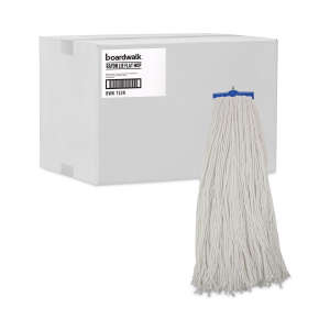 Boardwalk, Economical Lie-Flat Head Rayon Cut-End Wet Mop Head with 1" Headband, 32 oz, White