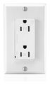 Straight Blade Receptacle Self-Grounding 15A 125V 2P3W 14 to 10 AWG Back and Side Wired White