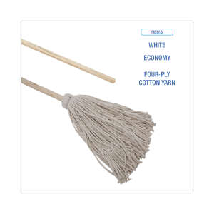 Boardwalk, Deck Cotton Cut-End Wet Mop Head with 1" Headband, #24, White