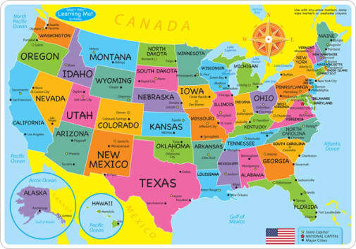 U.S. Map Basic Smart Poly Learning Mat