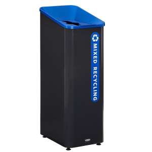 RUB2078994, Rubbermaid Commercial, Sustain, Mixed Recycling, 15 gal, Powder-coated Steel, Blue, Rectangle, Receptacle