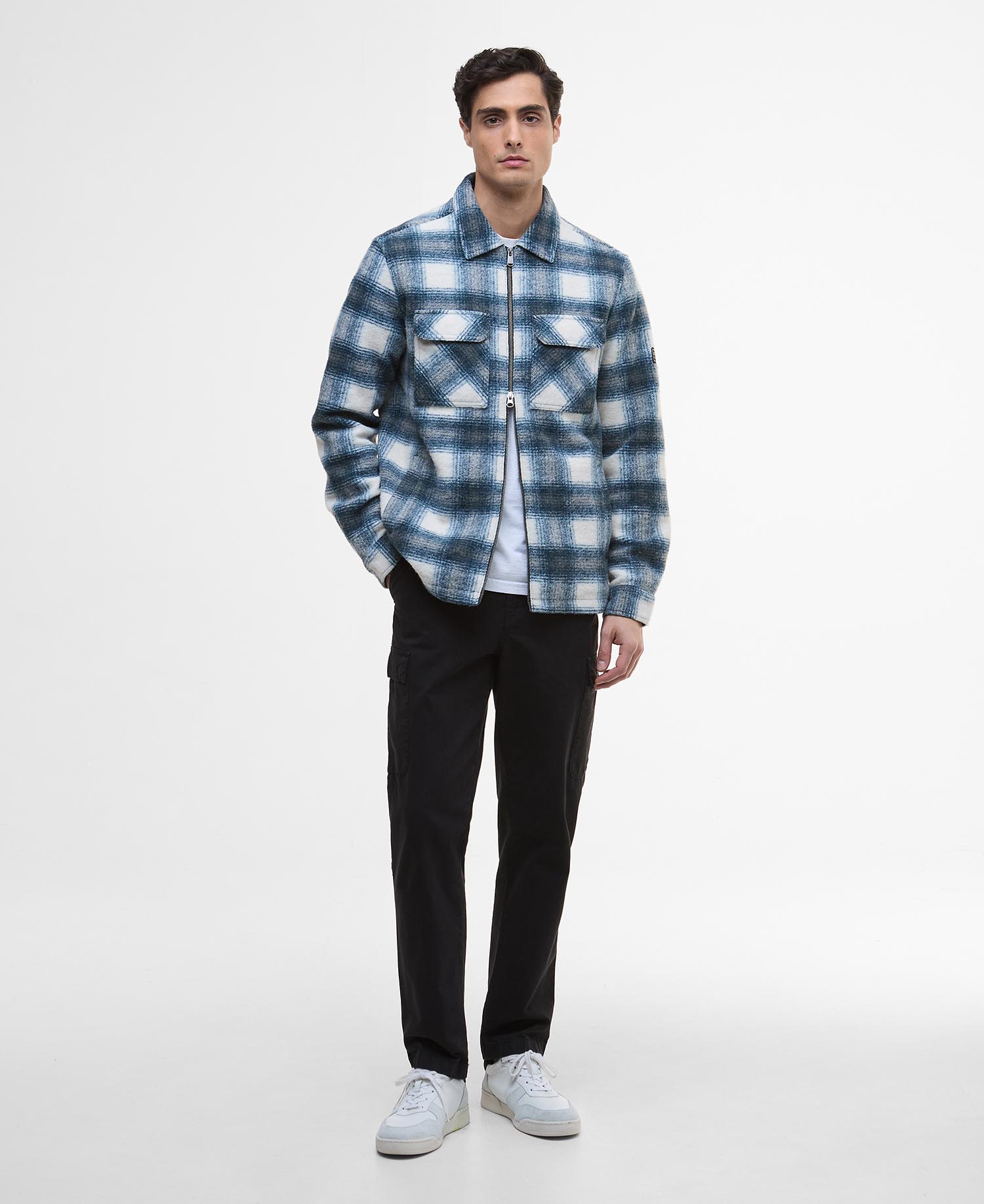 Overshirt Clayton in pile con motivo a quadri image number 1